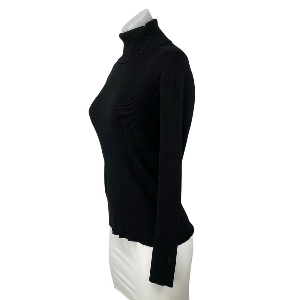 Tory Burch Women's Black Ribbed Knit Turtleneck Long Sleeve Sweater Top Size S/P - Picture 2 of 5
